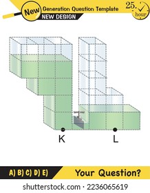 Physics, pressure and lifting force, archimedes principle, pressure of liquids and gases, containers filled with water, next generation question template, exam question, eps
