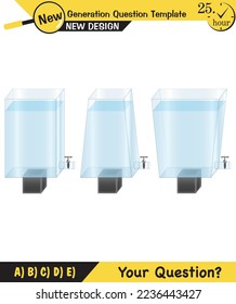 Physics, pressure and lifting force, archimedes principle, pressure of liquids and gases, containers filled with water, next generation question template, exam question, eps