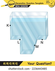 Physics, pressure and lifting force, archimedes principle, pressure of liquids and gases, containers filled with water, next generation question template, exam question, eps