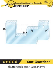 Physics, pressure and lifting force, archimedes principle, pressure of liquids and gases, containers filled with water, next generation question template, exam question, eps