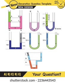 Physik, Druck- und Hebekraft, Archimedes-Prinzip, Druck von Flüssigkeiten und Gasen, wassergefüllte Behälter, Fragevorlage der nächsten Generation, Prüfungsfrage, EPS