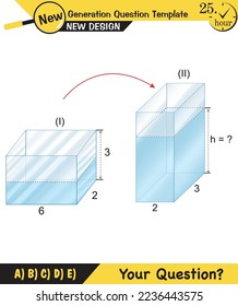 Physics, pressure and lifting force, archimedes principle, pressure of liquids and gases, containers filled with water, next generation question template, exam question, eps