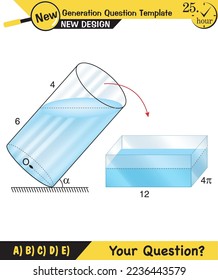 Physics, pressure and lifting force, archimedes principle, pressure of liquids and gases, containers filled with water, next generation question template, exam question, eps