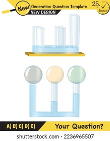 Physics, pressure and lifting force, archimedes principle, pressure of liquids and gases, containers filled with water, next generation question template, exam question, eps