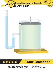 Physics, pressure and lifting force, archimedes principle, pressure of liquids and gases, containers filled with water, next generation question template, exam question, eps