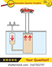 Physics, pressure and lifting force, pressure of stagnant waters, archimedes principle, pressure of liquids, containers filled with water, next generation question template,  exam question, eps 