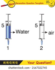 Physics, pressure and lifting force, pressure of stagnant waters, archimedes principle, pressure of liquids, containers filled with water, next generation question template,  exam question, eps 