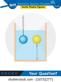 Física, presión y fuerza de elevación, presión de aguas estancadas, principio de arquímedes, presión de líquidos, contenedores llenos de agua, plantilla de preguntas de próxima generación, pregunta de examen, eps 