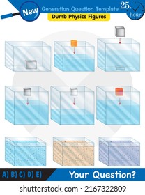 Physics, pressure and lifting force, pressure of stagnant waters, archimedes principle, pressure of liquids, containers filled with water, next generation question template,  exam question, eps 