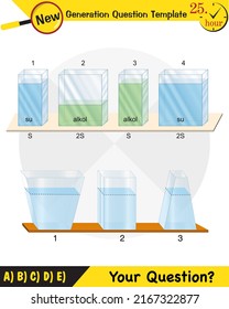 Physics, pressure and lifting force, pressure of stagnant waters, archimedes principle, pressure of liquids, containers filled with water, next generation question template,  exam question, eps 