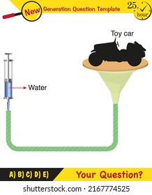 Physics, pressure and lifting force, pressure of stagnant waters, archimedes principle, pressure of liquids, containers filled with water, next generation question template,  exam question, eps 