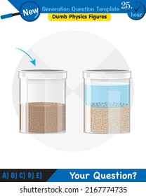Physics, pressure and lifting force, pressure of stagnant waters, archimedes principle, pressure of liquids, containers filled with water, next generation question template,  exam question, eps 