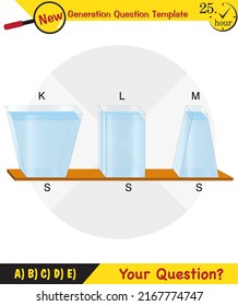 Physics, pressure and lifting force, pressure of stagnant waters, archimedes principle, pressure of liquids, containers filled with water, next generation question template,  exam question, eps 