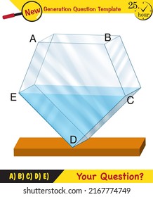 Physics, pressure and lifting force, pressure of stagnant waters, archimedes principle, pressure of liquids, containers filled with water, next generation question template,  exam question, eps 