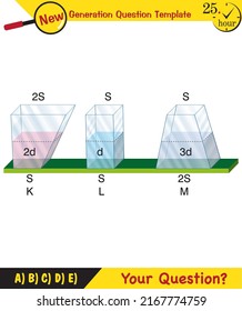 Physics, pressure and lifting force, pressure of stagnant waters, archimedes principle, pressure of liquids, containers filled with water, next generation question template,  exam question, eps 