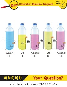 Physics, pressure and lifting force, pressure of stagnant waters, archimedes principle, pressure of liquids, containers filled with water, next generation question template,  exam question, eps 