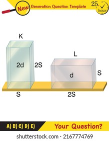 Physics, pressure and lifting force, pressure of stagnant waters, archimedes principle, pressure of liquids, containers filled with water, next generation question template,  exam question, eps 