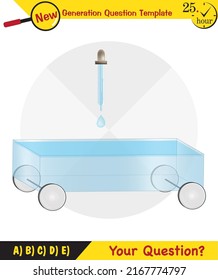 Physics, pressure and lifting force, pressure of stagnant waters, archimedes principle, pressure of liquids, containers filled with water, next generation question template,  exam question, eps 
