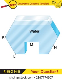 Physics, pressure and lifting force, pressure of stagnant waters, archimedes principle, pressure of liquids, containers filled with water, next generation question template,  exam question, eps 