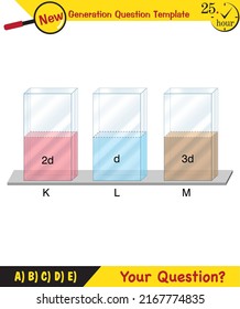 Physics, pressure and lifting force, pressure of stagnant waters, archimedes principle, pressure of liquids, containers filled with water, next generation question template,  exam question, eps 