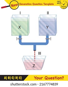 Physics, pressure and lifting force, pressure of stagnant waters, archimedes principle, pressure of liquids, containers filled with water, next generation question template,  exam question, eps 