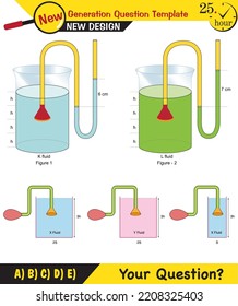 Physics, pressure and lifting force, pressure of stagnant waters, archimedes principle, pressure of liquids, containers filled with water, next generation question template, eps