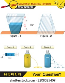 Physics, pressure and lifting force, pressure of stagnant waters, archimedes principle, pressure of liquids, containers filled with water, next generation question template, eps