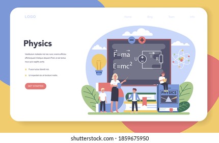 Physics School Subject Web Banner Landing Stock Vector (Royalty Free ...