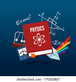 Physics science banner. illustration concepts for school lesson items. Education and knowledge ideas.