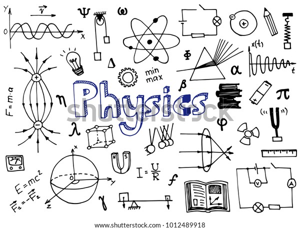 物理科学の落書き のベクター画像素材 ロイヤリティフリー 1012489918