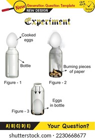 Physics - Science experiment with egg in a bottle illustration, next generation question template, dumb physics figures, eps