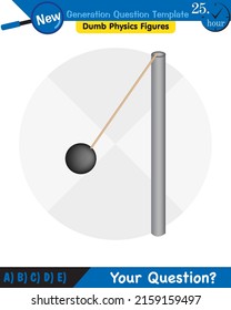 Physics, Science experiments on force and motion with pulley, next generation question template, dumb physics figures, eps 