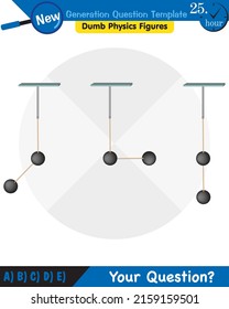 Physics, Science experiments on force and motion with pulley, next generation question template, dumb physics figures, eps 