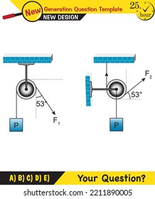 Physics, Science Experiments On Force And Motion With Pulley, Simple Machines, Springs, Pulleys, Gears, Next Generation Question Template, Dumb Physics Figures, Exam Question, Eps