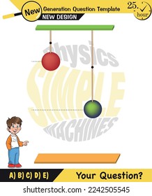 Physics, Science experiments on force and motion with pulley, Pulley examples, Pulleys with different wheels, Single and double reels, next generation question template, exam question, eps