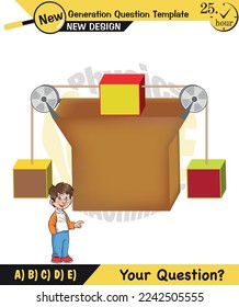 Physics, Science experiments on force and motion with pulley, Pulley examples, Pulleys with different wheels, Single and double reels, next generation question template, exam question, eps