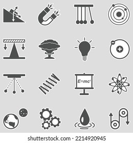 Physics Science Icons. Sticker Design. Vector Illustration.