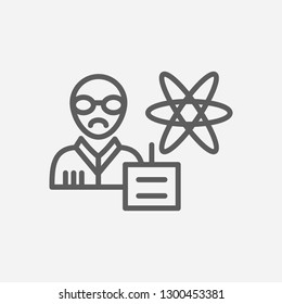 Physics scientist icon line symbol. Isolated vector illustration of  icon sign concept for your web site mobile app logo UI design.