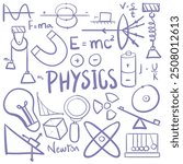 Physics scribbles vector. hand drawing physics doodle scribble vector. physics doodle