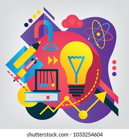 Physics. Set of illustration for school notebook or schedule of lessons. Back to school concept.