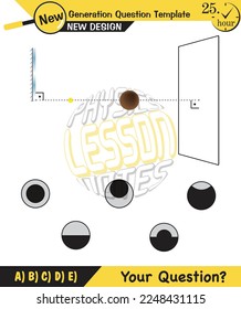 Physics, shadow experiments, optics, shadow formation with light sources from different angles, for teachers, editable, next generation question template, eps