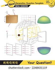 Physics, shadow experiments, optics, shadow formation with light sources from different angles, for teachers, editable, next generation question template, eps