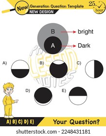Physics, shadow experiments, optics, shadow formation with light sources from different angles, for teachers, editable, next generation question template, eps