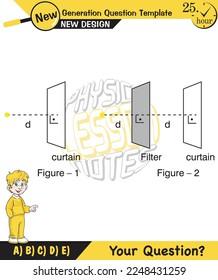 Physics, shadow experiments, optics, shadow formation with light sources from different angles, for teachers, editable, next generation question template, eps