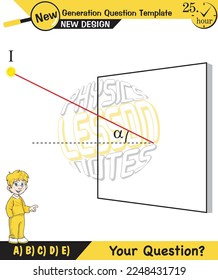 Physics, shadow experiments, optics, shadow formation with light sources from different angles, for teachers, editable, next generation question template, eps