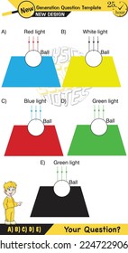 Physics, shadow and light experiments, color experiments, next generation question template, dumb physics figures, exam question, eps