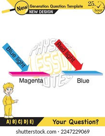 Physics, shadow and light experiments, color experiments, next generation question template, dumb physics figures, exam question, eps