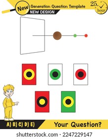 Physics, shadow and light experiments, color experiments, next generation question template, dumb physics figures, exam question, eps
