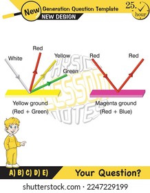 Physics, shadow and light experiments, color experiments, next generation question template, dumb physics figures, exam question, eps