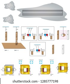 Physics shapes used in courses magnet, push and pull, magnetism, pole, plus and minus, plus, minus, magnetic